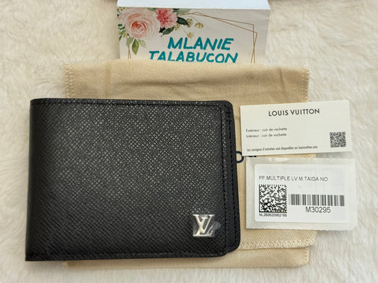 Louis Vuitton Multiple Wallet in Taiga Noir Silver HW