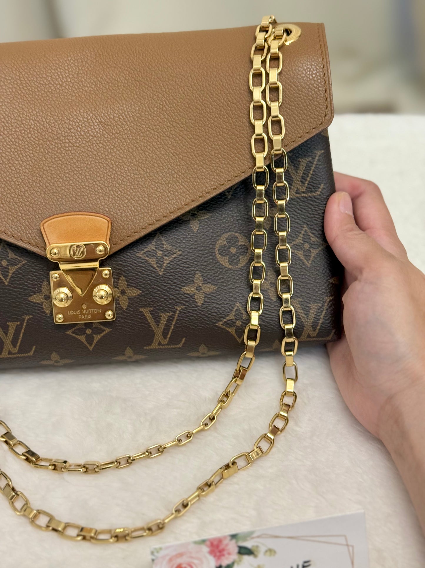 Louis Vuitton Pallas Chain Mono with Havane Leather