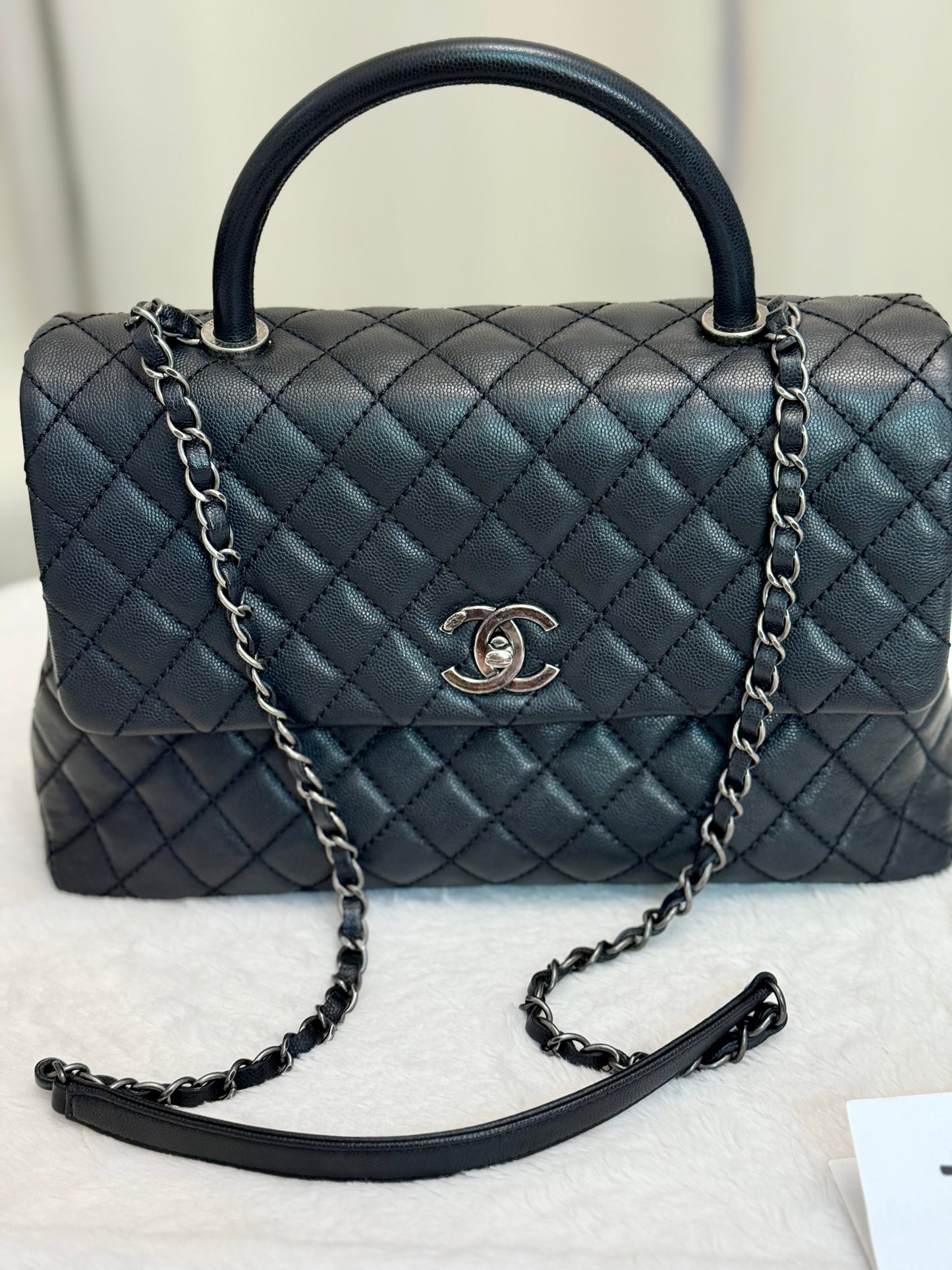 Chanel Coco Handle Black Caviar with Ruthenium Hardware