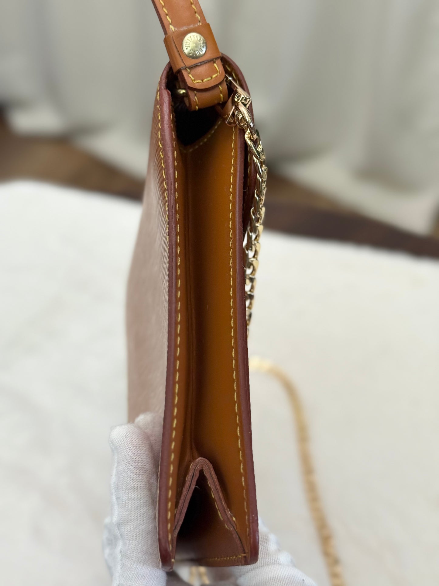 Louis Vuitton Sellier Dragonne Epi Clutch/Pochette Light Brown
