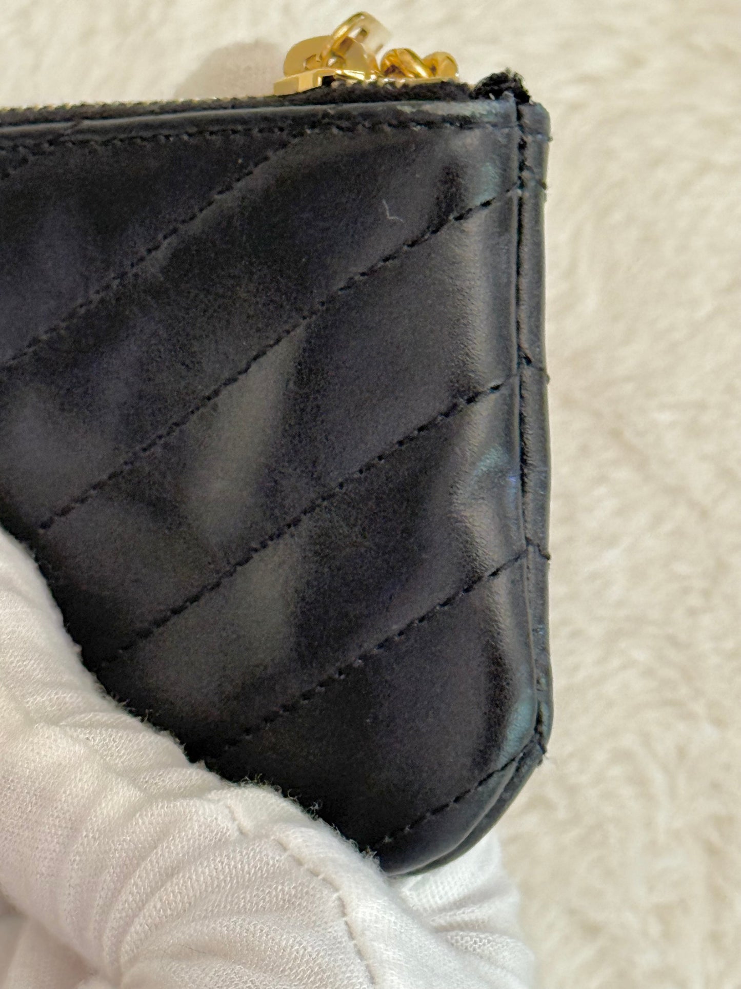 Saint Laurent YSL Cassandre Matelasse Black Padded Key Pouch