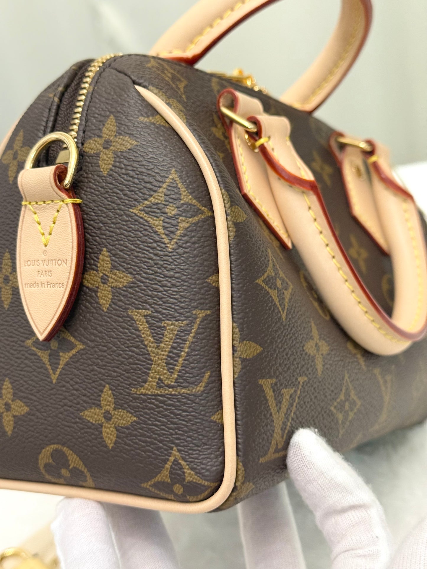 Louis Vuitton Speedy Bandouliere 20 Mono with Black/Pink Adjustable Strap