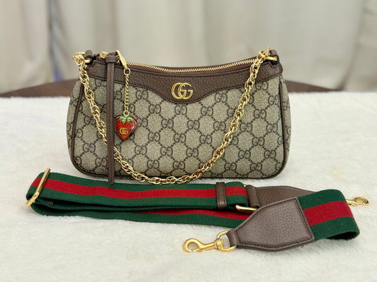 Gucci GG Supreme Ophidia Small Strawberry Bag Limited Edition