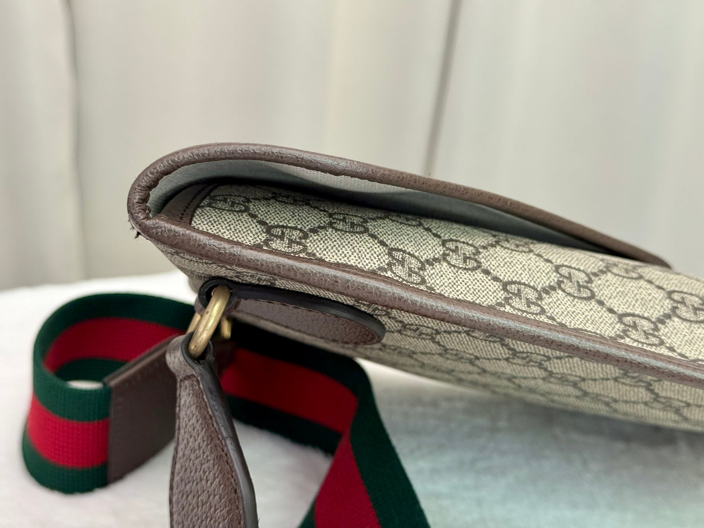 Gucci GG Supreme Monogram Web Medium Neo Vintage Messenger Flap Bag Beige