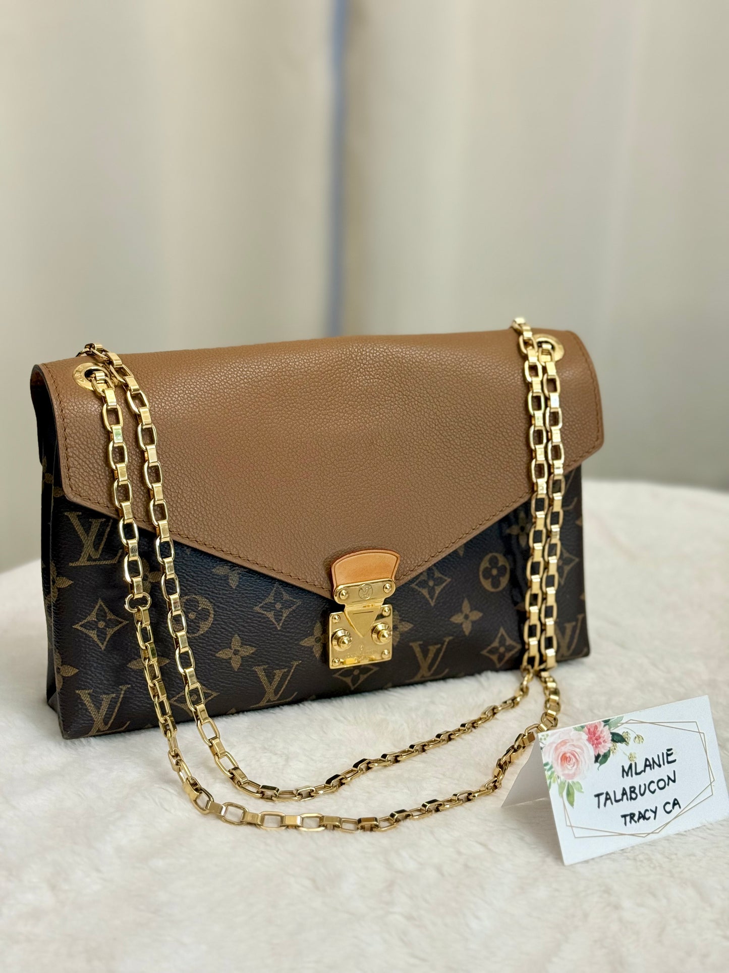 Louis Vuitton Pallas Chain Mono with Havane Leather