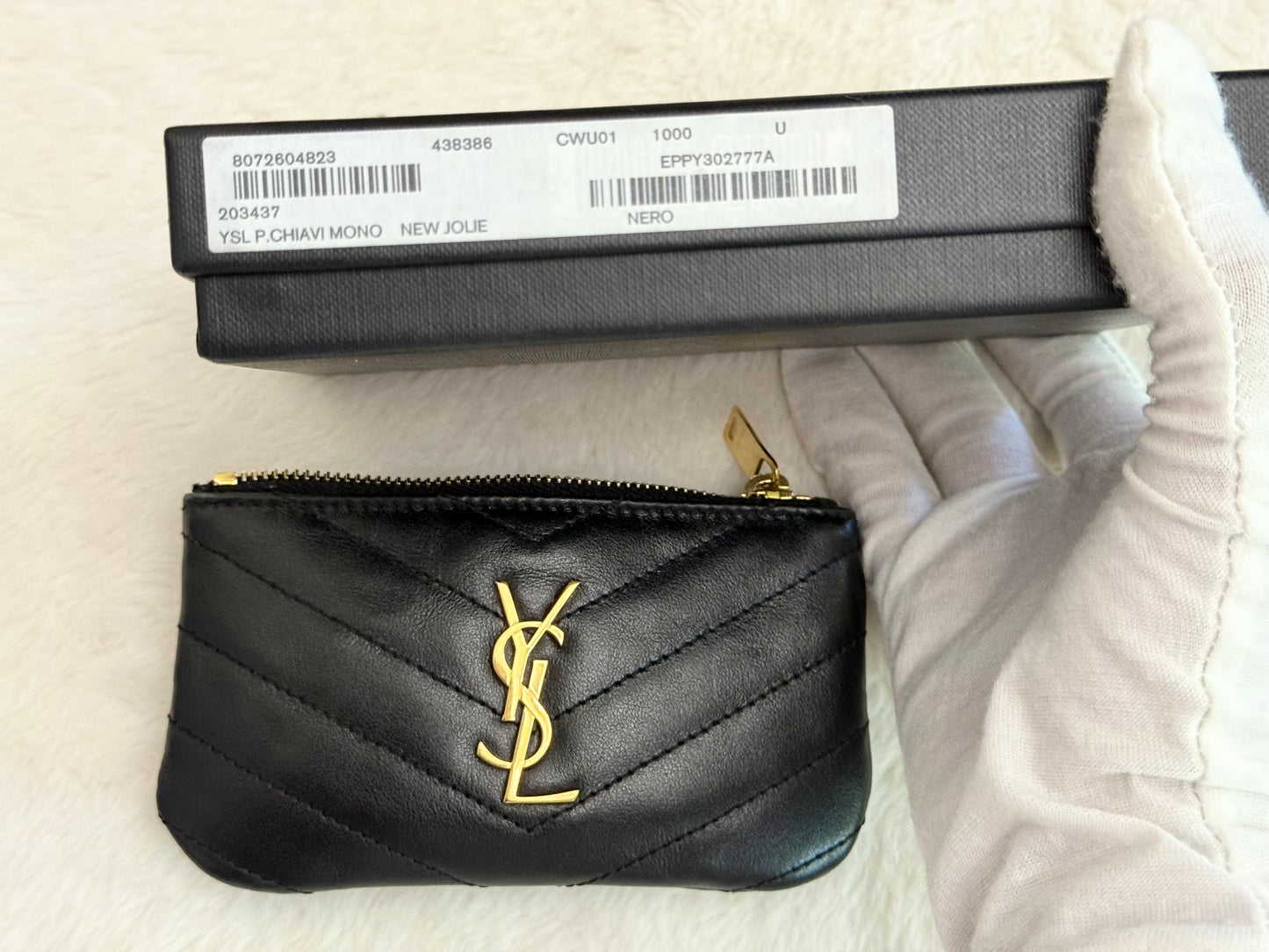 Saint Laurent YSL Cassandre Matelasse Black Padded Key Pouch