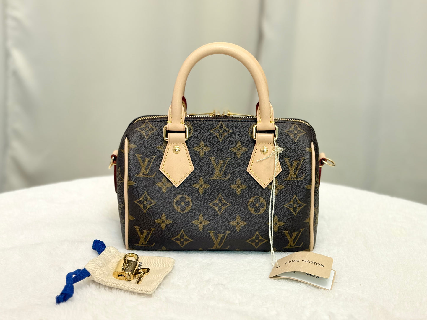 Louis Vuitton Speedy Bandouliere 20 Mono with Black/Pink Adjustable Strap