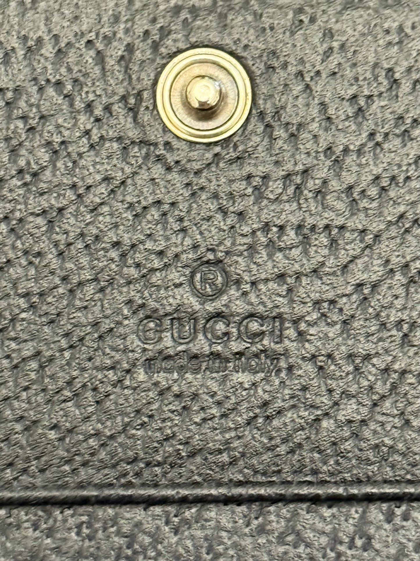 Gucci GG Supreme Monogram Textured Dollar Calfskin Web Ophidia Card Case Beige Blue