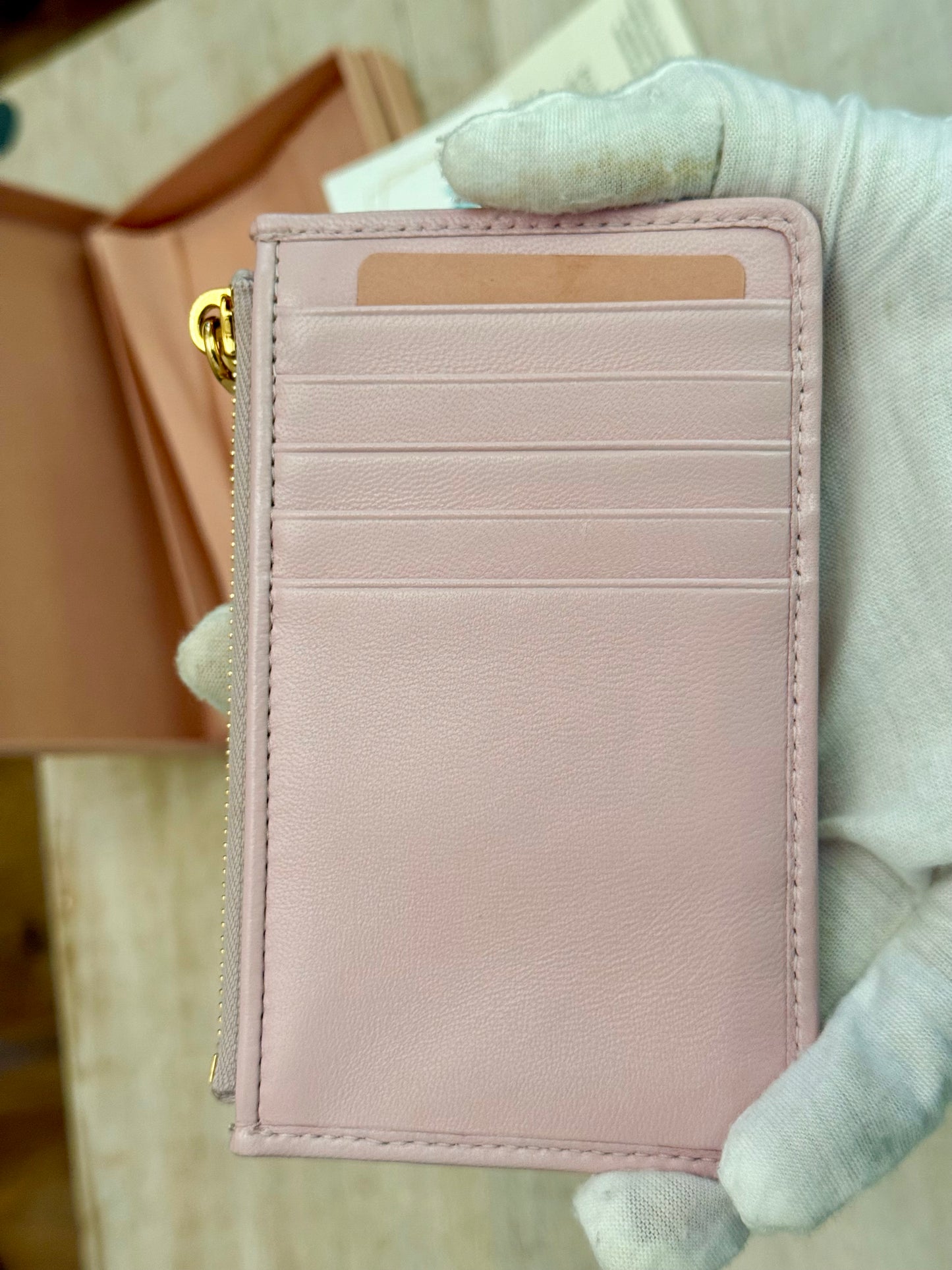 Miu Miu Matelasse Card Case Wallet in Pink