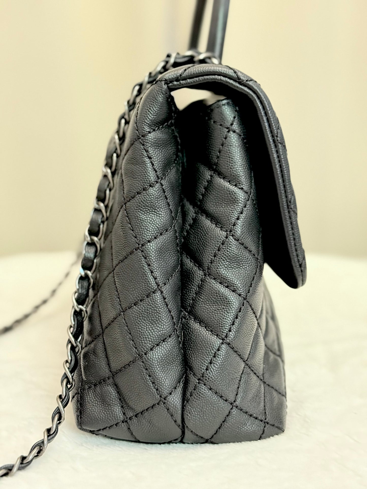 Chanel Coco Handle Black Caviar with Ruthenium Hardware