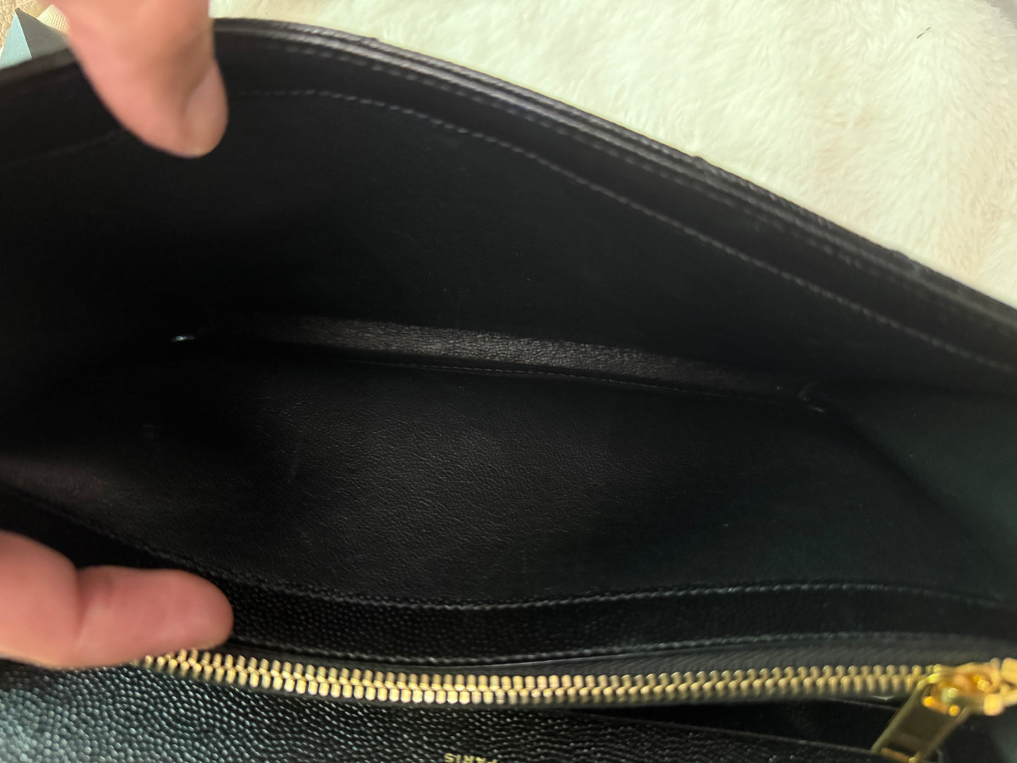 YSL Cassandre Wallet on Chain In Black Grained Leather with Gold HW