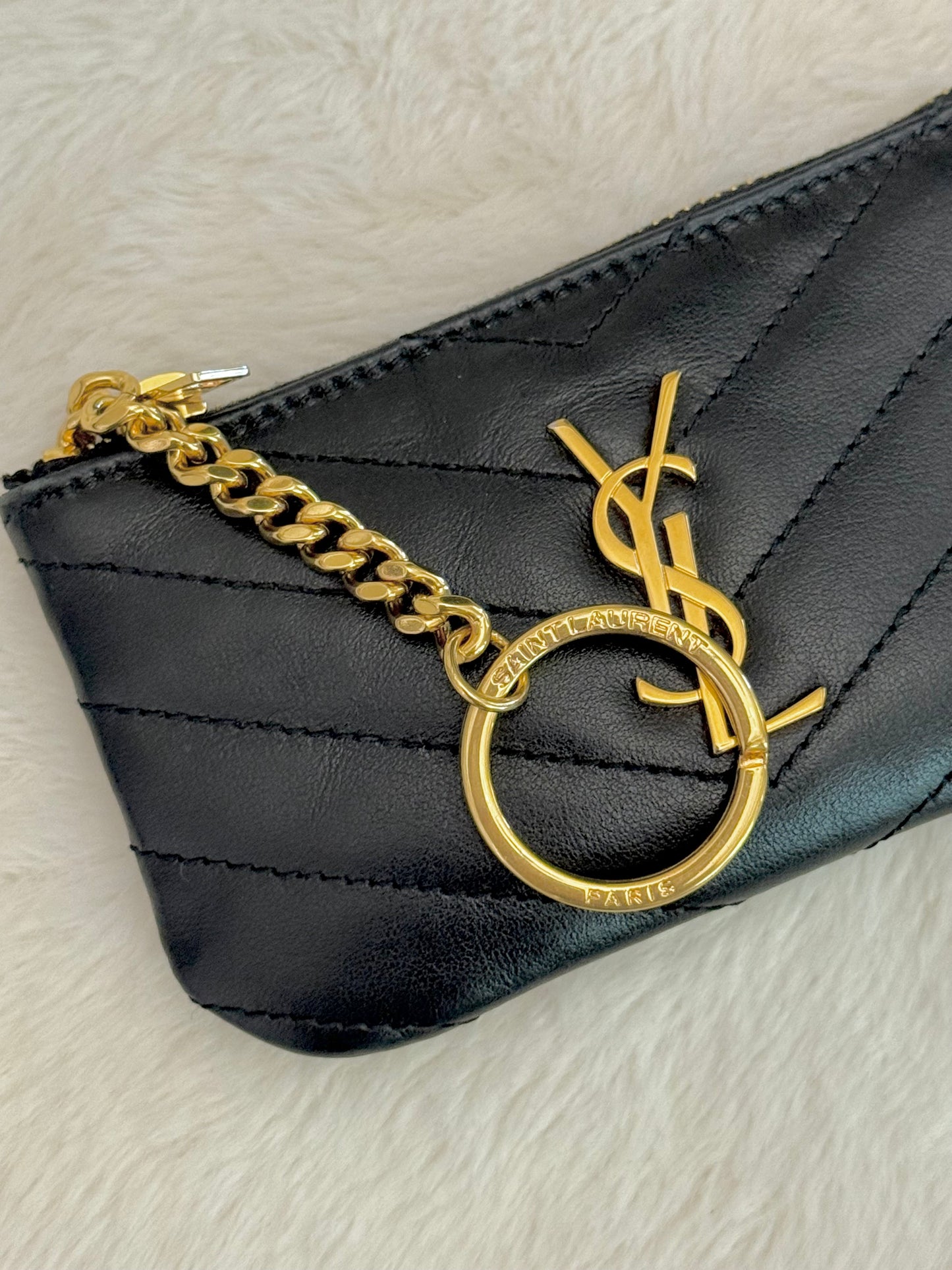 Saint Laurent YSL Cassandre Matelasse Black Padded Key Pouch