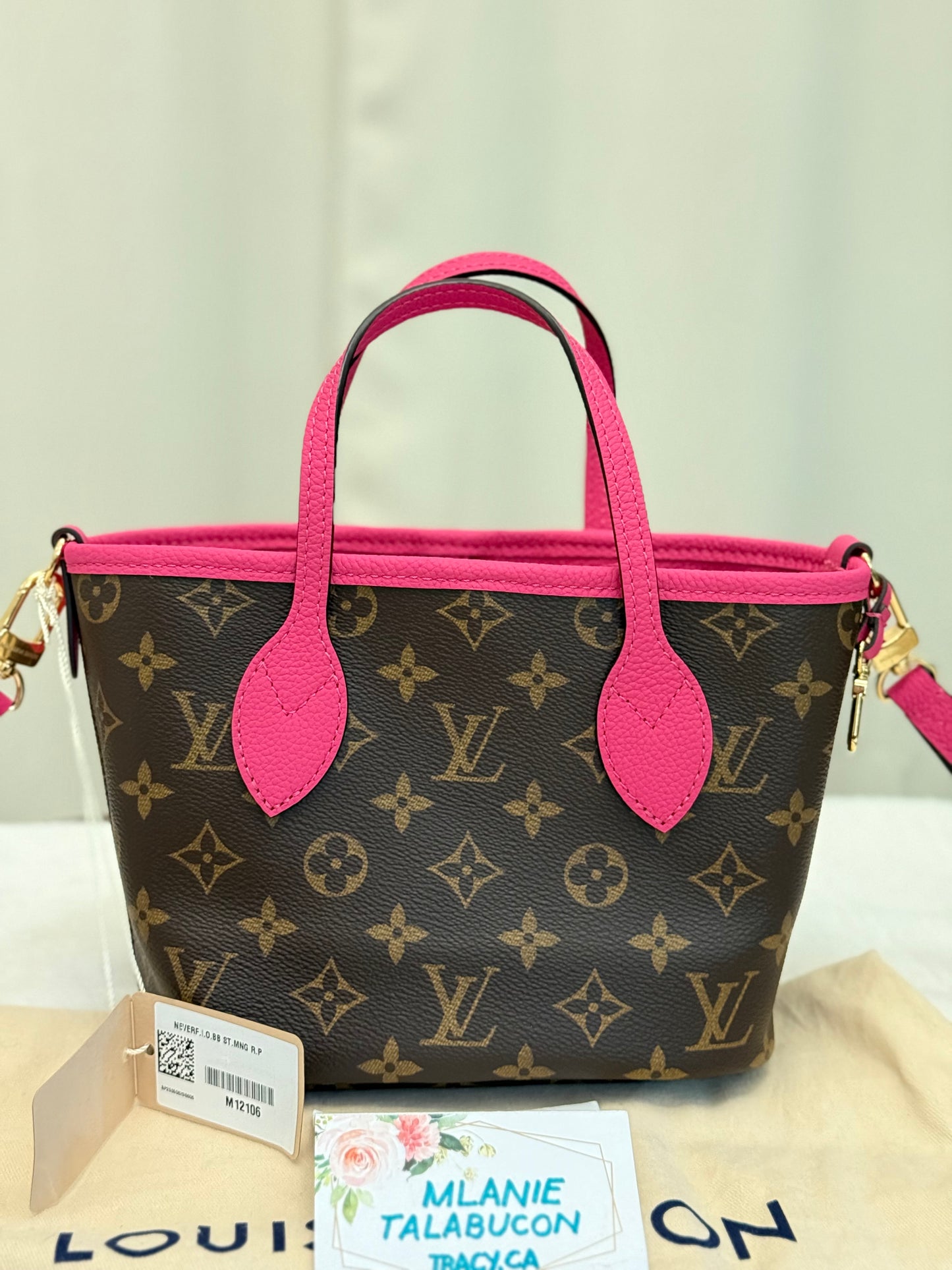 Louis Vuitton Neverfull BB Inside Out Bandouliere Rose Pondichery