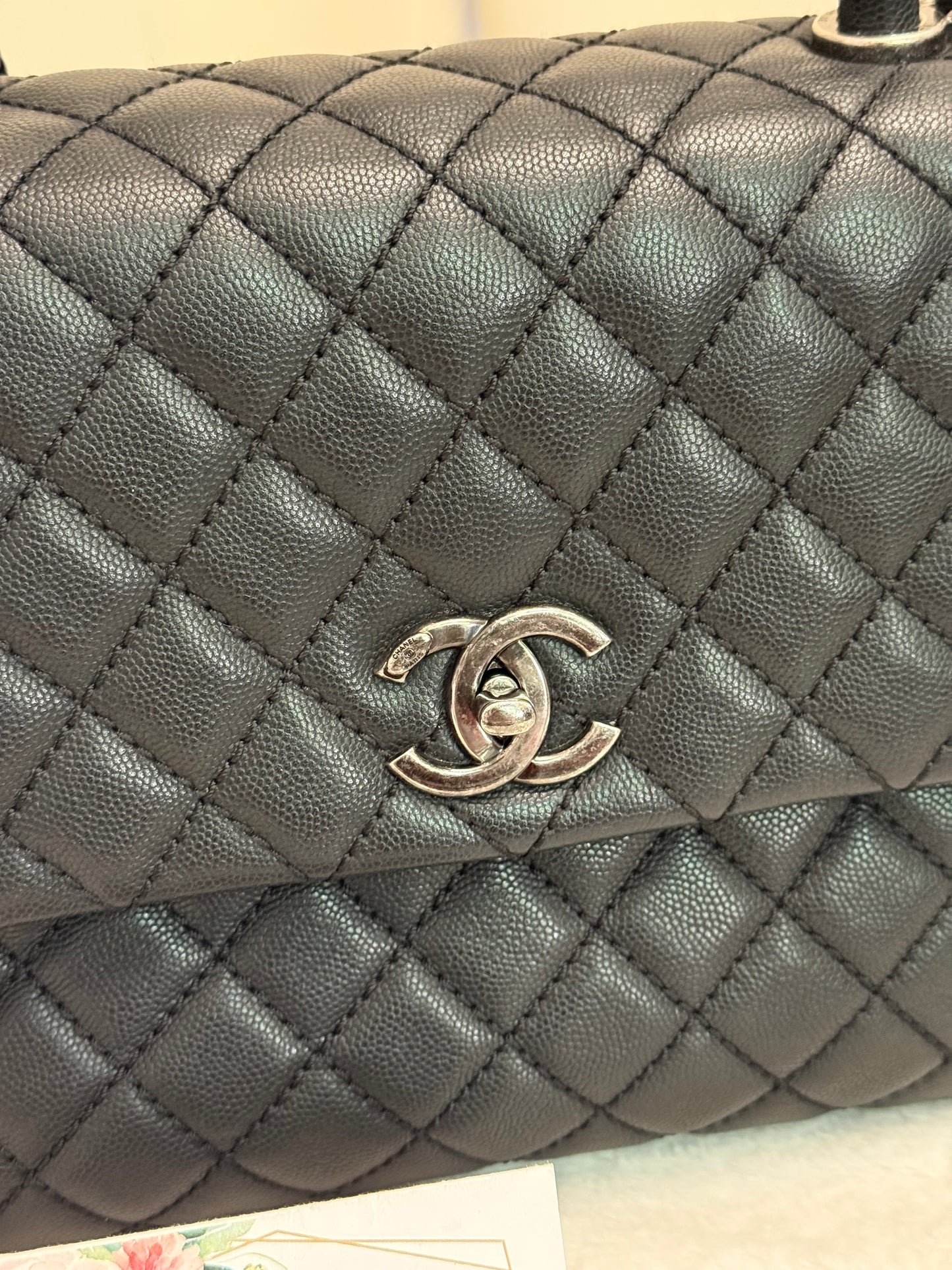 Chanel Coco Handle Black Caviar with Ruthenium Hardware