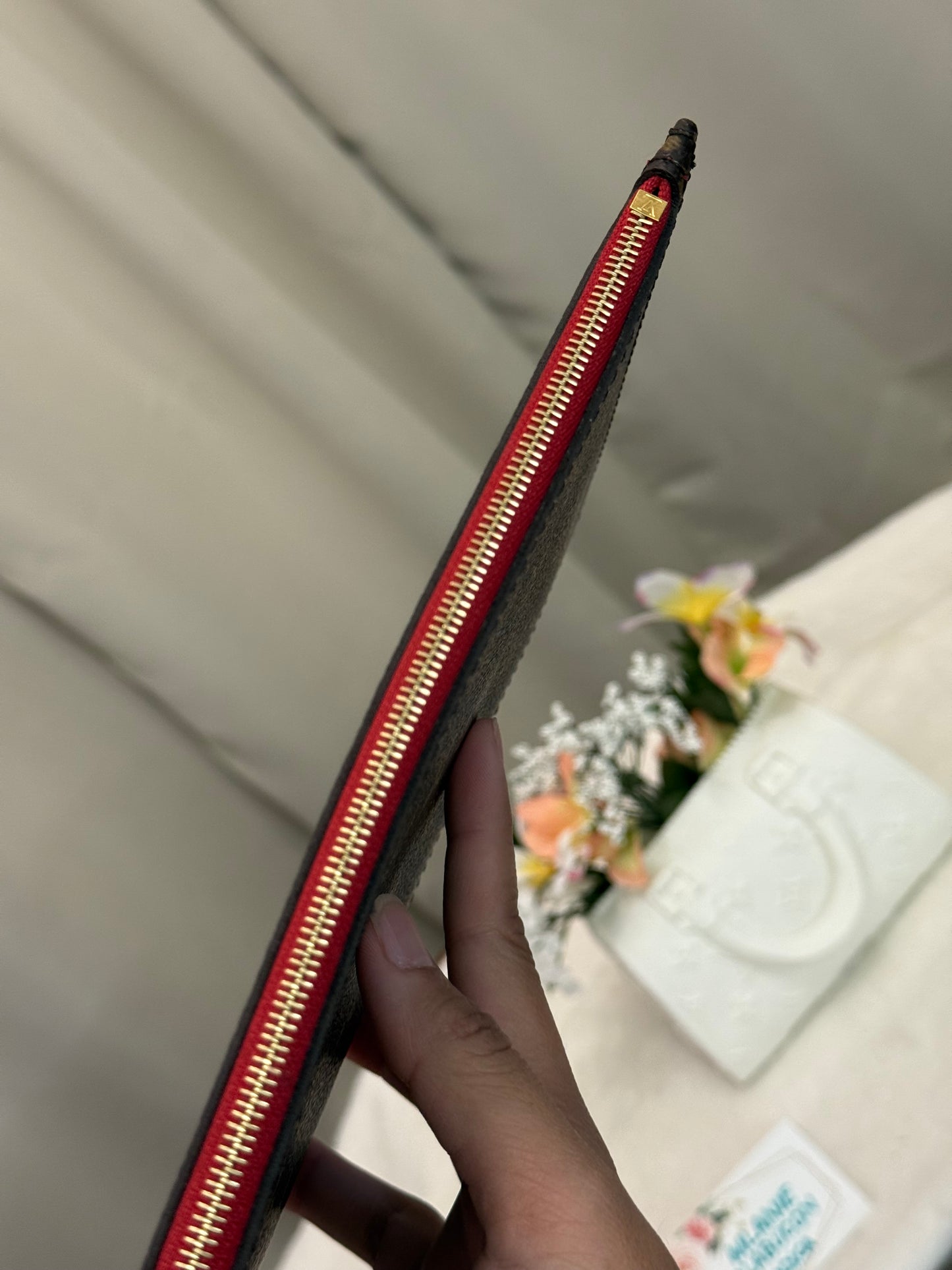Louis Vuitton Neverfull MM Pouch Mono Cerise