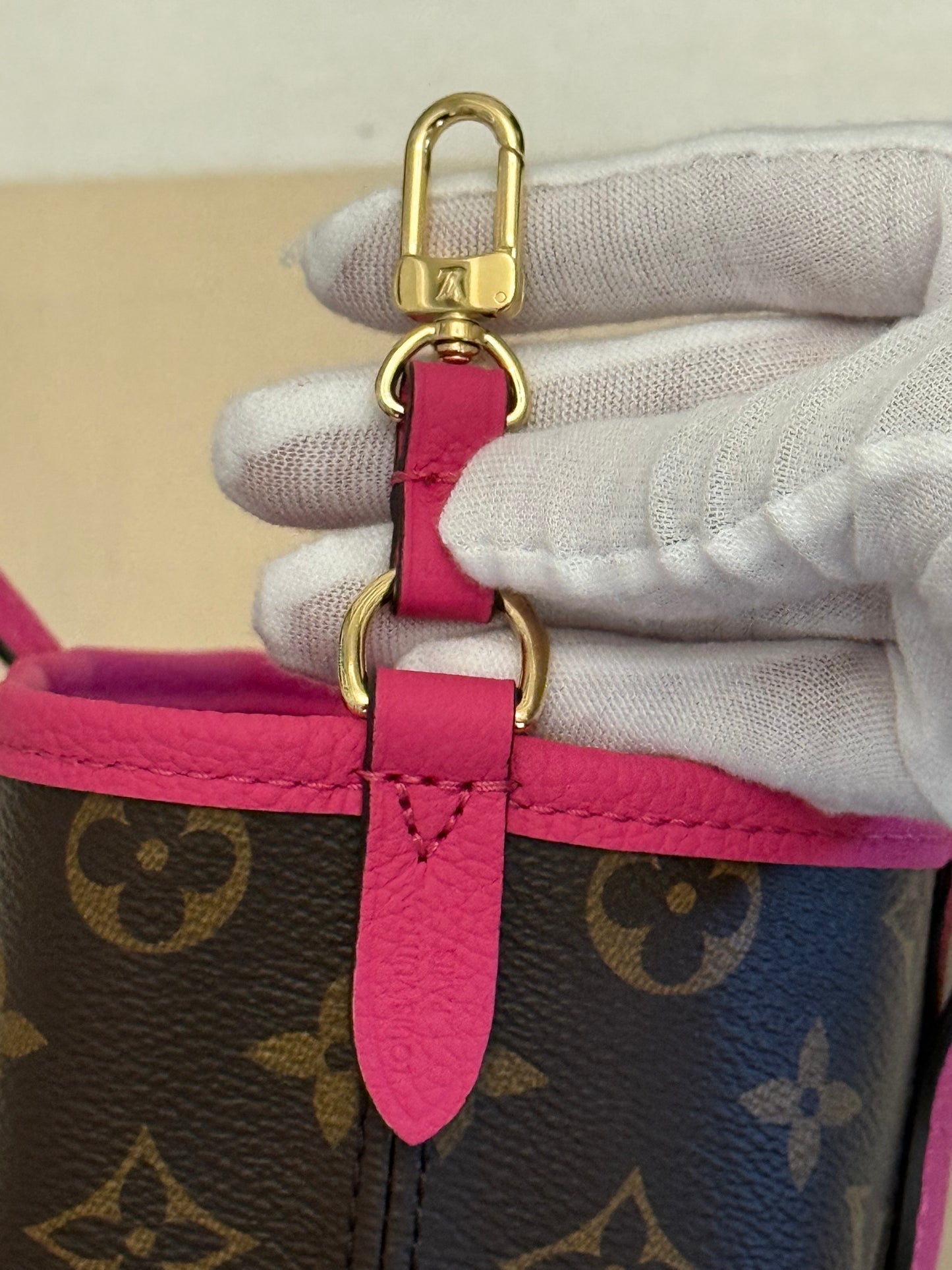 Louis Vuitton Neverfull BB Inside Out Bandouliere Rose Pondichery