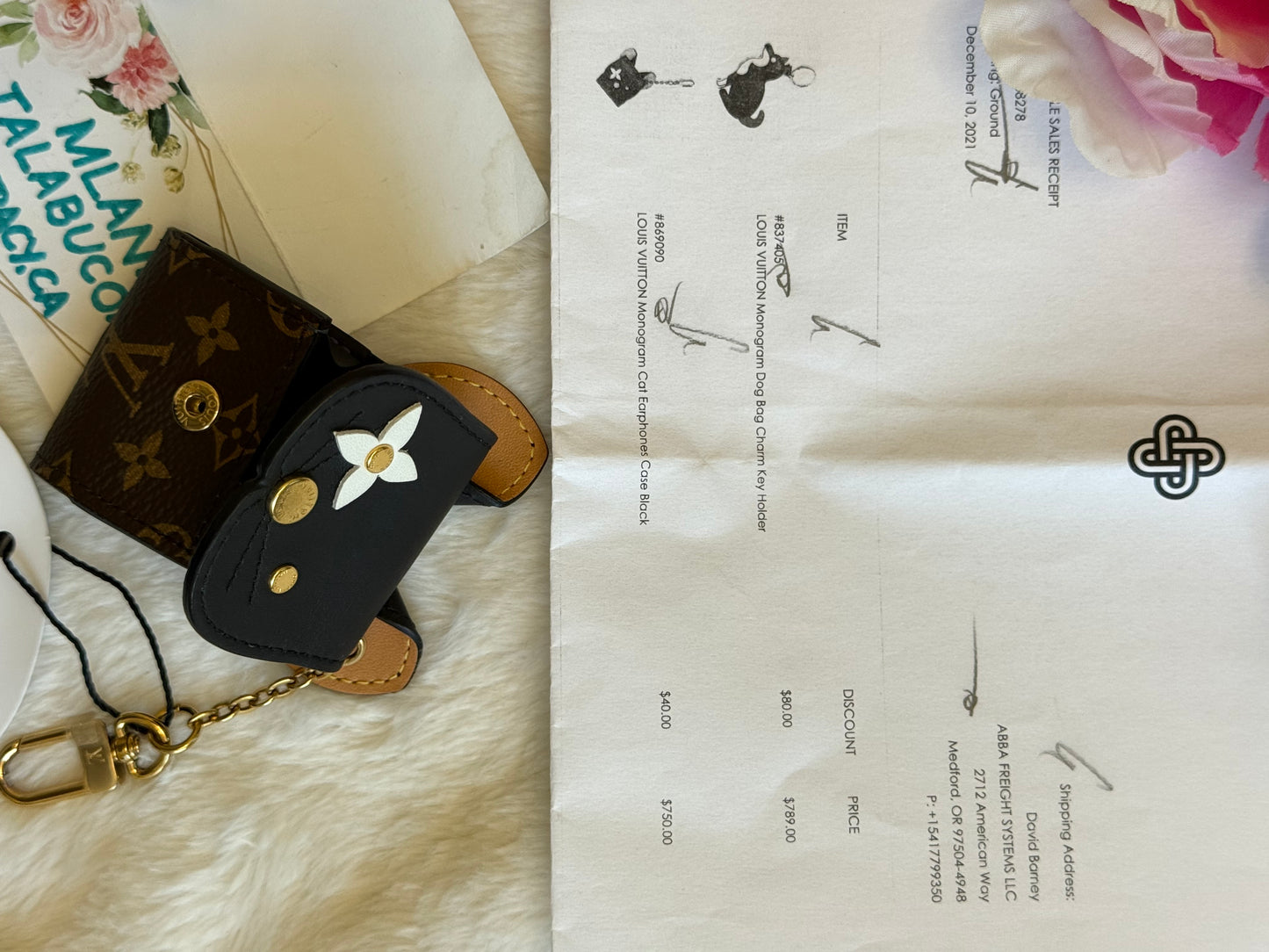 Louis Vuitton Monogram Cat Airpod Earphones Case Black