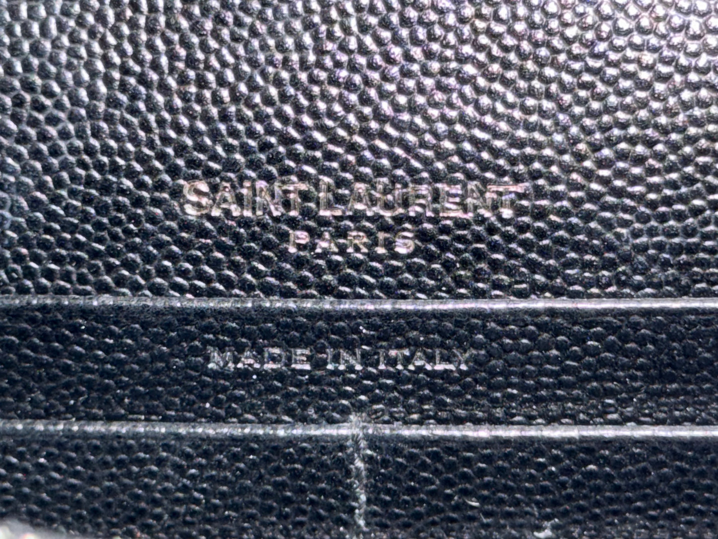 Saint Laurent Cassandre Wallet on Chain Black Grain Poudre Black HW