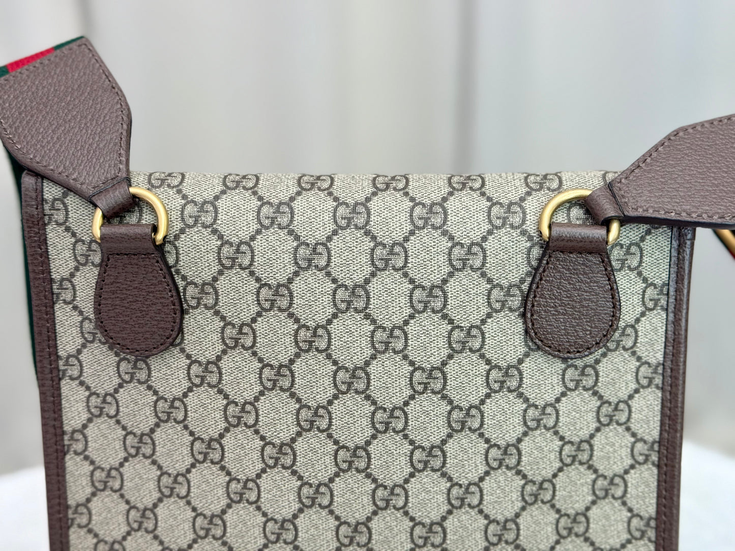 Gucci GG Supreme Monogram Web Medium Neo Vintage Messenger Flap Bag Beige