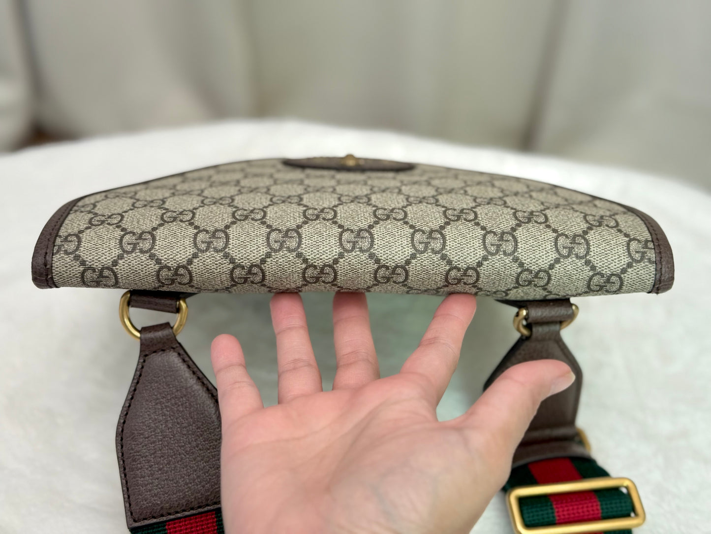 Gucci GG Supreme Monogram Web Medium Neo Vintage Messenger Flap Bag Beige