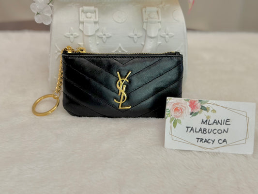 Saint Laurent YSL Cassandre Matelasse Black Padded Key Pouch
