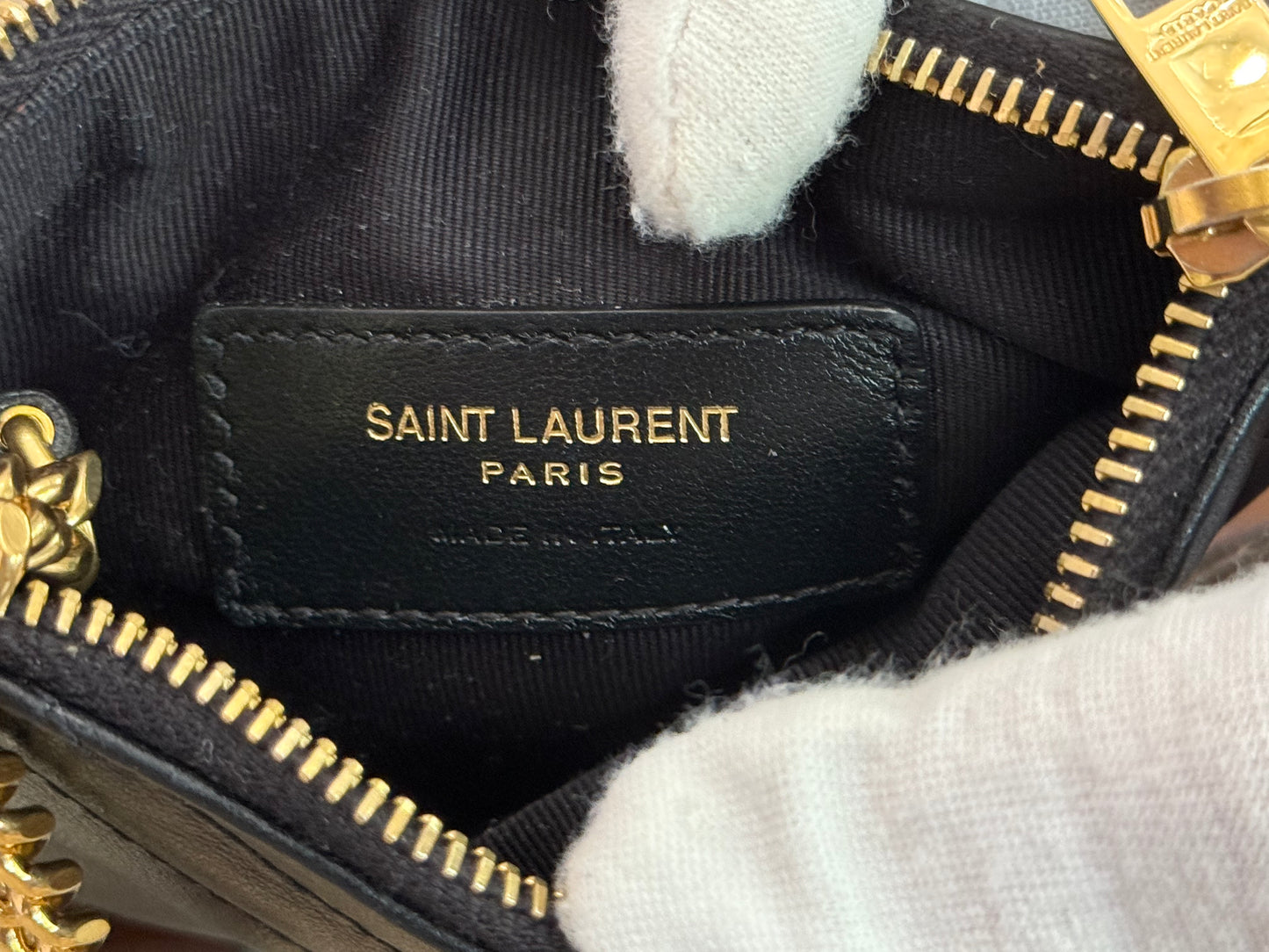 Saint Laurent YSL Cassandre Matelasse Black Padded Key Pouch