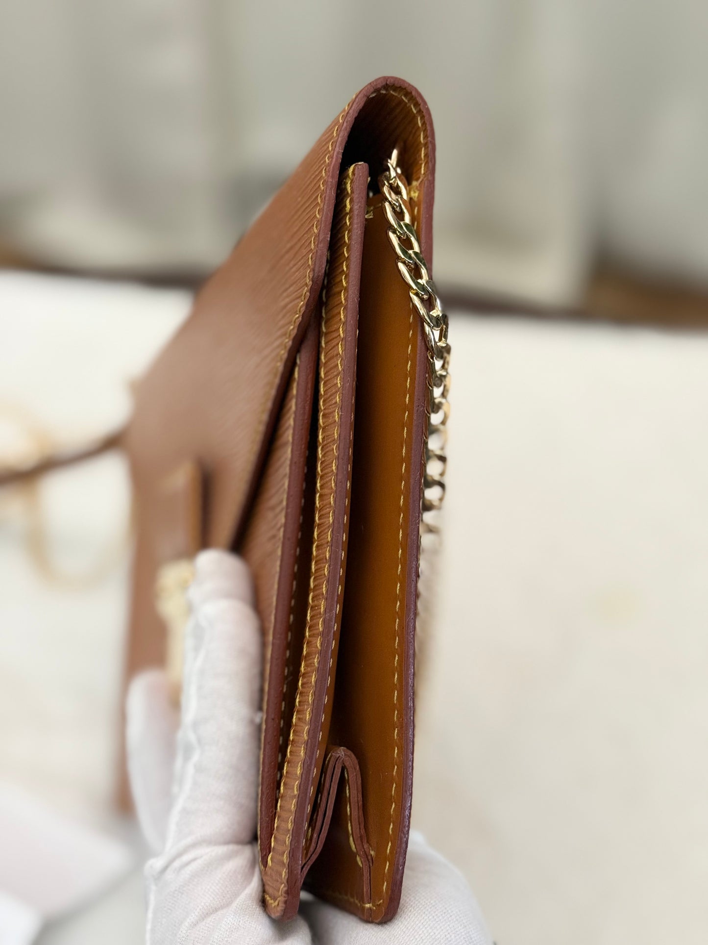 Louis Vuitton Sellier Dragonne Epi Clutch/Pochette Light Brown
