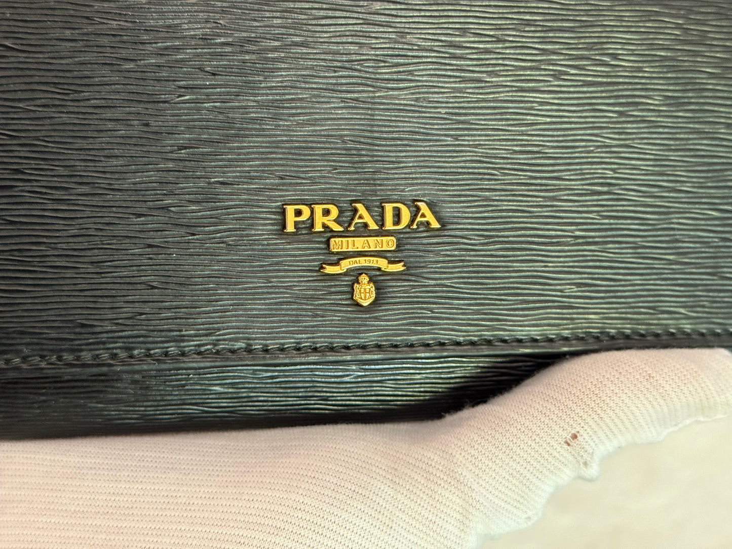 Prada Wallet on Chain Black Vitello Move Leather Clutch 1MT290
