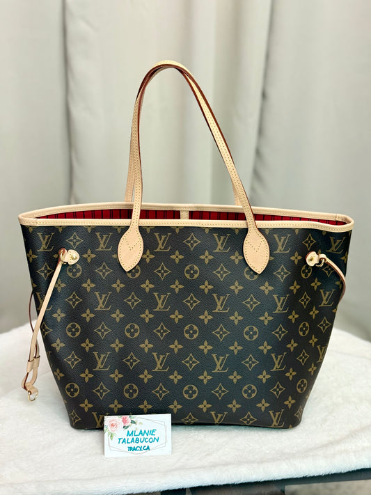 Louis Vuitton Neverfull MM Mono with Cerise Interior