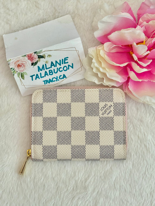 Louis Vuitton Zippy Coin Purse Damier Azur Rose Ballerine