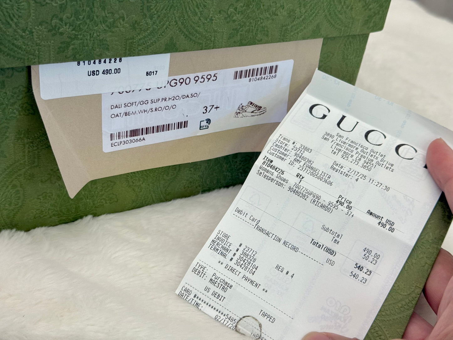 Gucci Oatmeal Light Pink GG Supreme Women's Sneakers Size 37.5