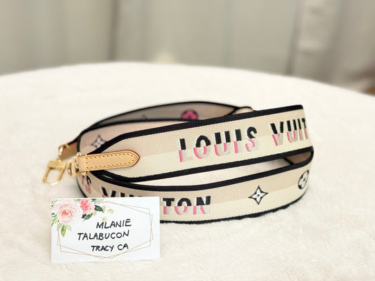 Louis Vuitton Jacquard/Guitar Adjustable Strap in Black/Pink