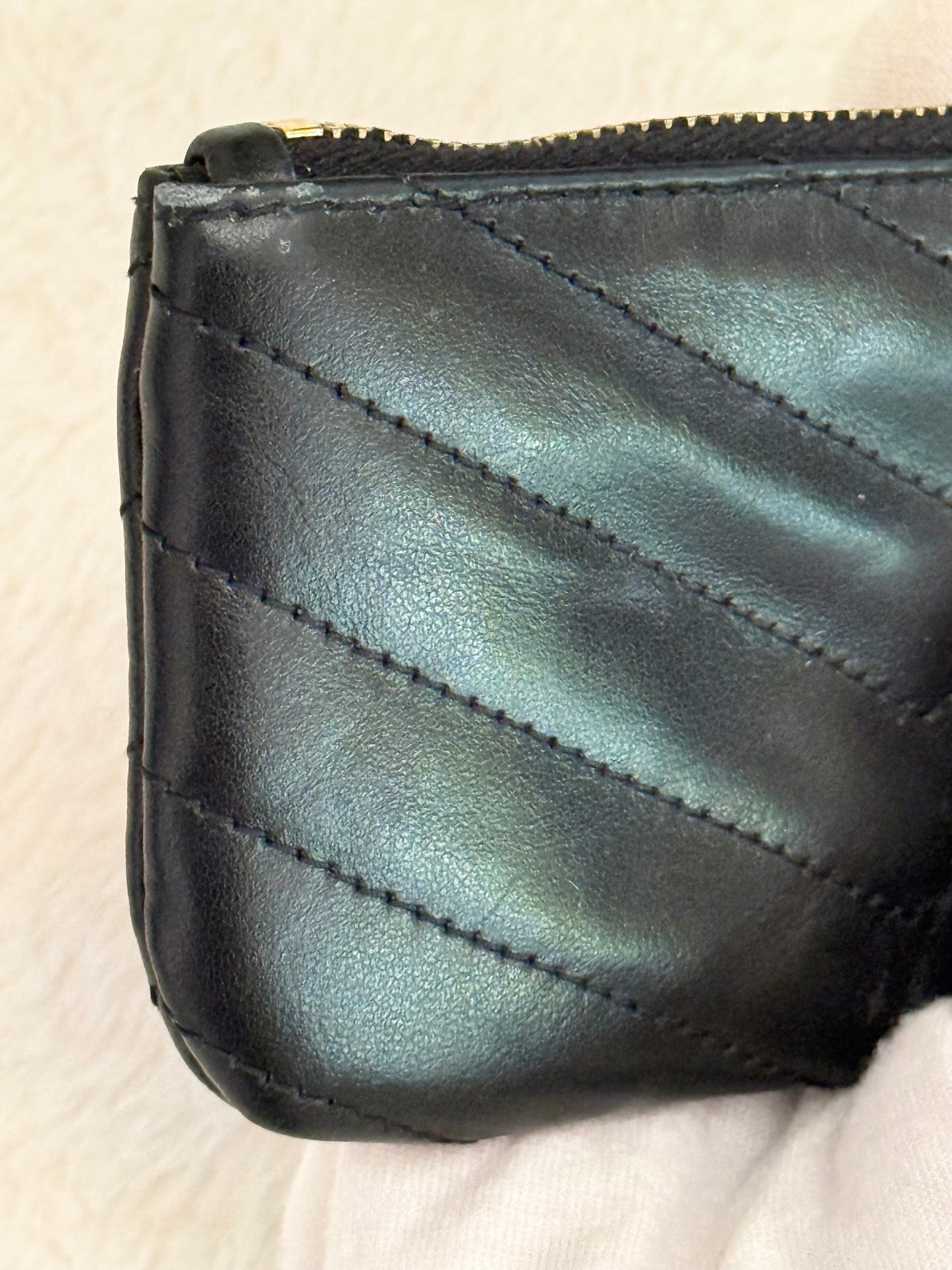 Saint Laurent YSL Cassandre Matelasse Black Padded Key Pouch