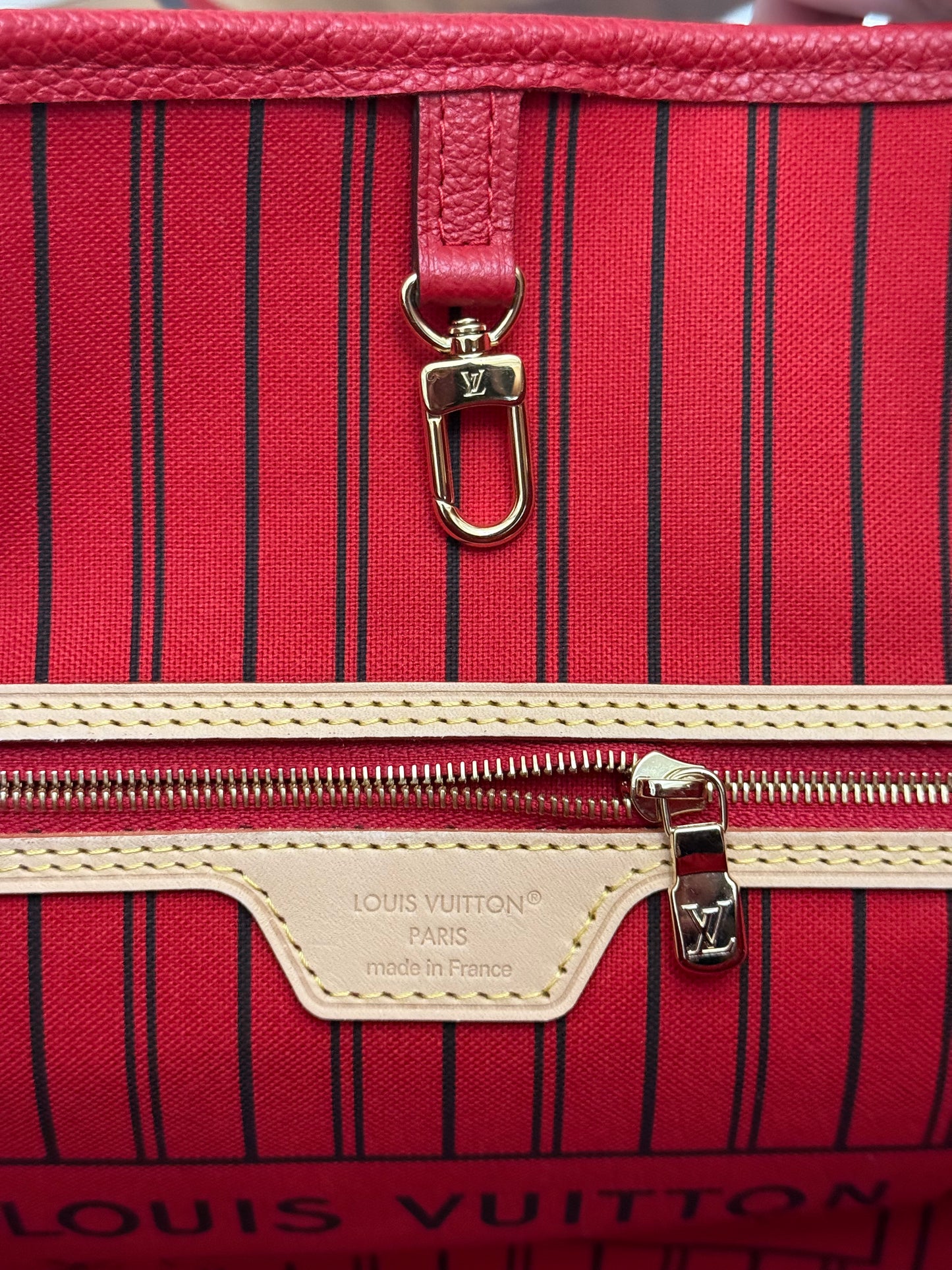 Louis Vuitton Neverfull MM Inside Out Bandouliere Safi Red