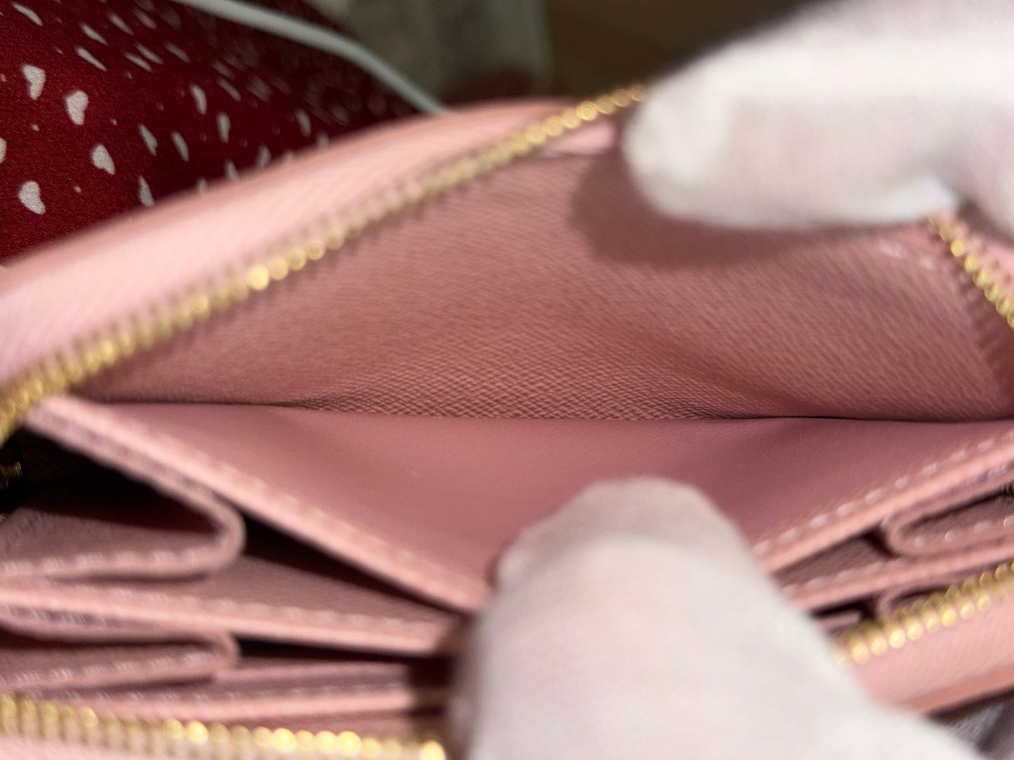 Louis Vuitton Zippy Coin Purse Damier Azur Rose Ballerine