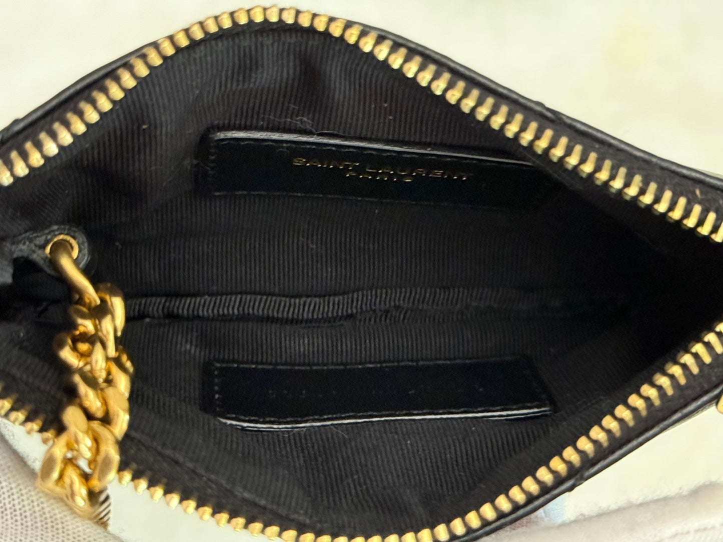 Saint Laurent YSL Cassandre Matelasse Black Padded Key Pouch