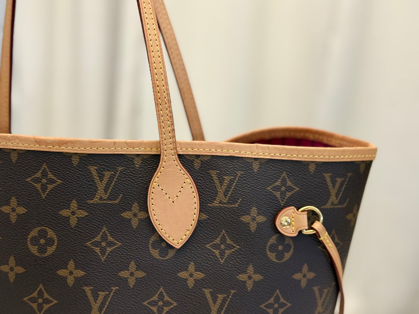 Loui Vuitton Neverfull MM Pivoine Bag and Pouch