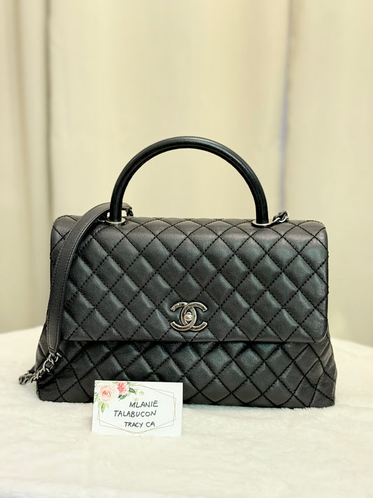Chanel Coco Handle Black Caviar with Ruthenium Hardware