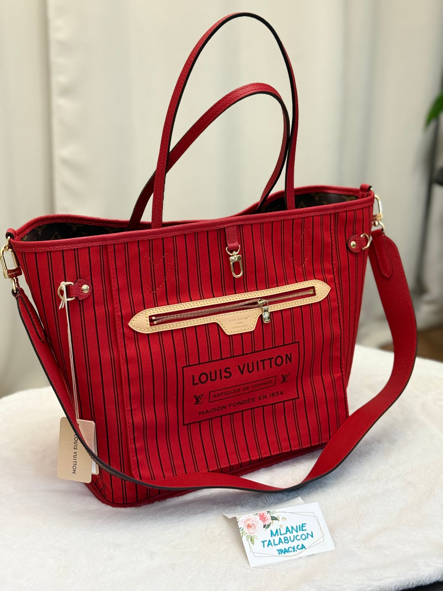 Louis Vuitton Neverfull MM Inside Out Bandouliere Safi Red