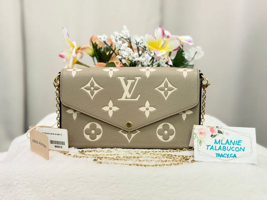 Louis Vuitton Felicie Pochette Giant Mono Empreinte Bicolor Dove Cream