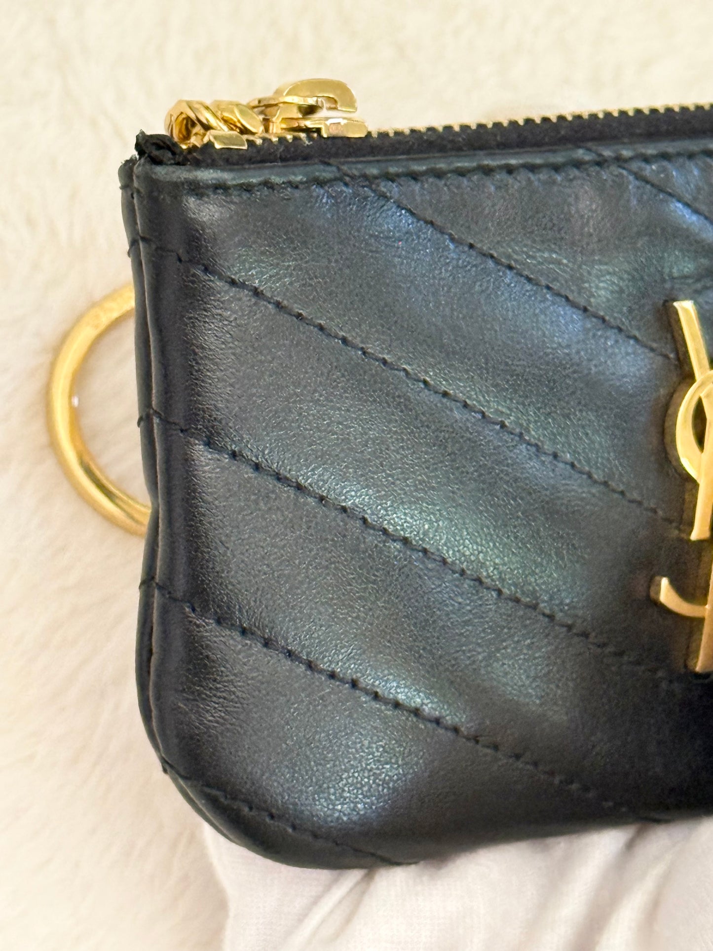 Saint Laurent YSL Cassandre Matelasse Black Padded Key Pouch