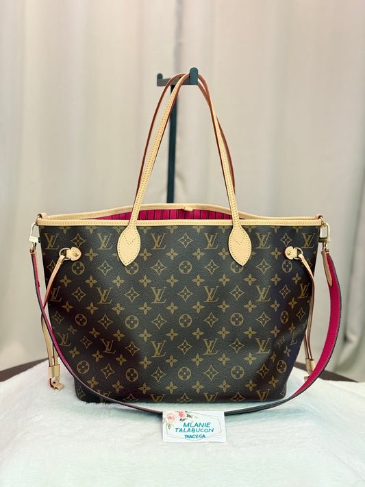 Louis Vuitton Neverfull Bandouliere Inside Out MM Mono Rose Pondichery