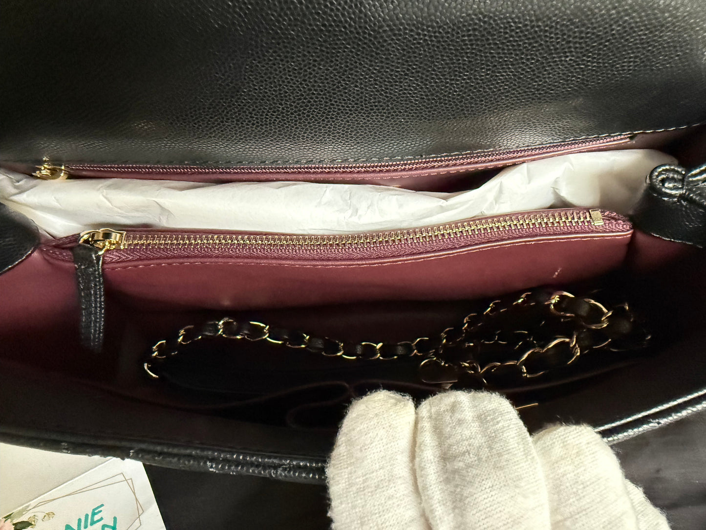 Chanel Coco Handle Black Caviar Champagne GHW