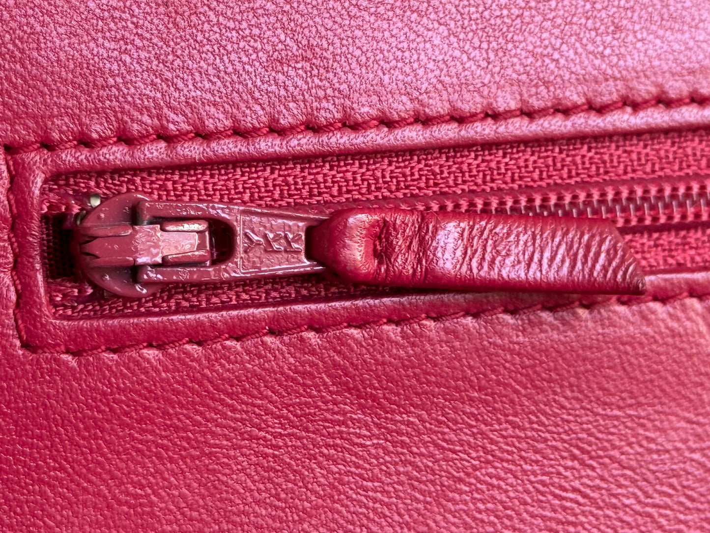 Chanel 14P Wild Stitch Lambskin Dark Pink with Silver HW Wallet on Chain