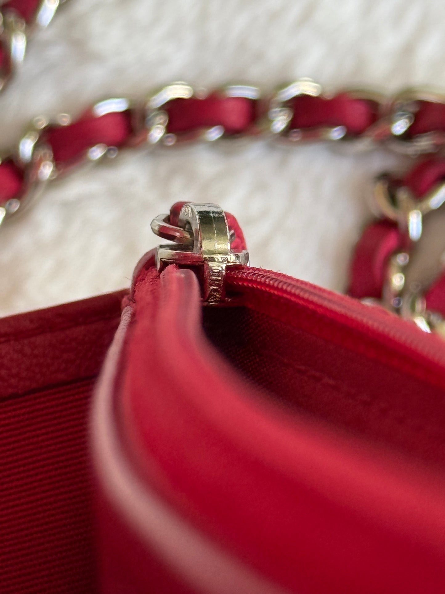 Chanel 14P Wild Stitch Lambskin Dark Pink with Silver HW Wallet on Chain