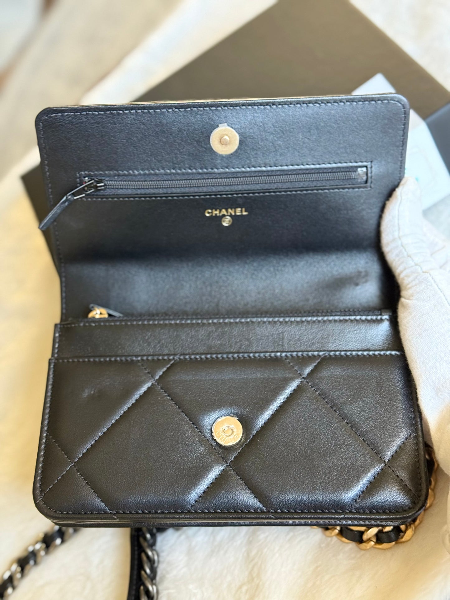 Chanel 23C Wallet on Chain 19 Black Lambskin Mixed HW