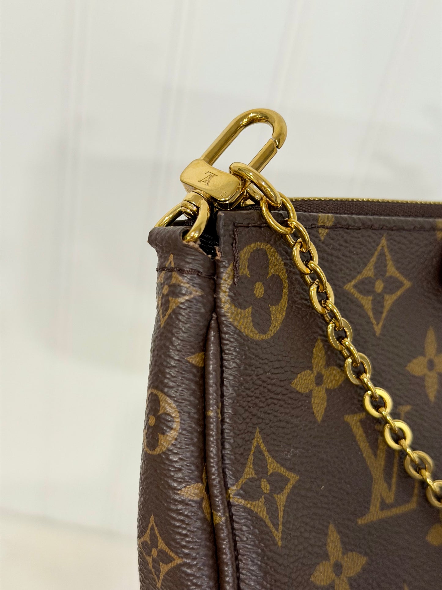 Louis Vuitton Multi Pochette Mono with Pink/Rose Adjustable Jacquard Strap