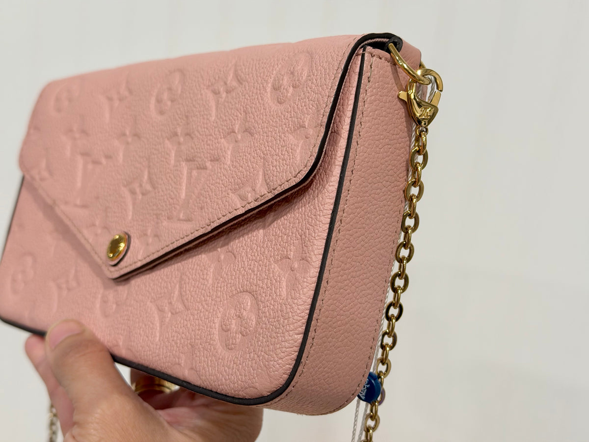 Louis Vuitton Felicie Pochette Empreinte Rose Poudre with Inserts