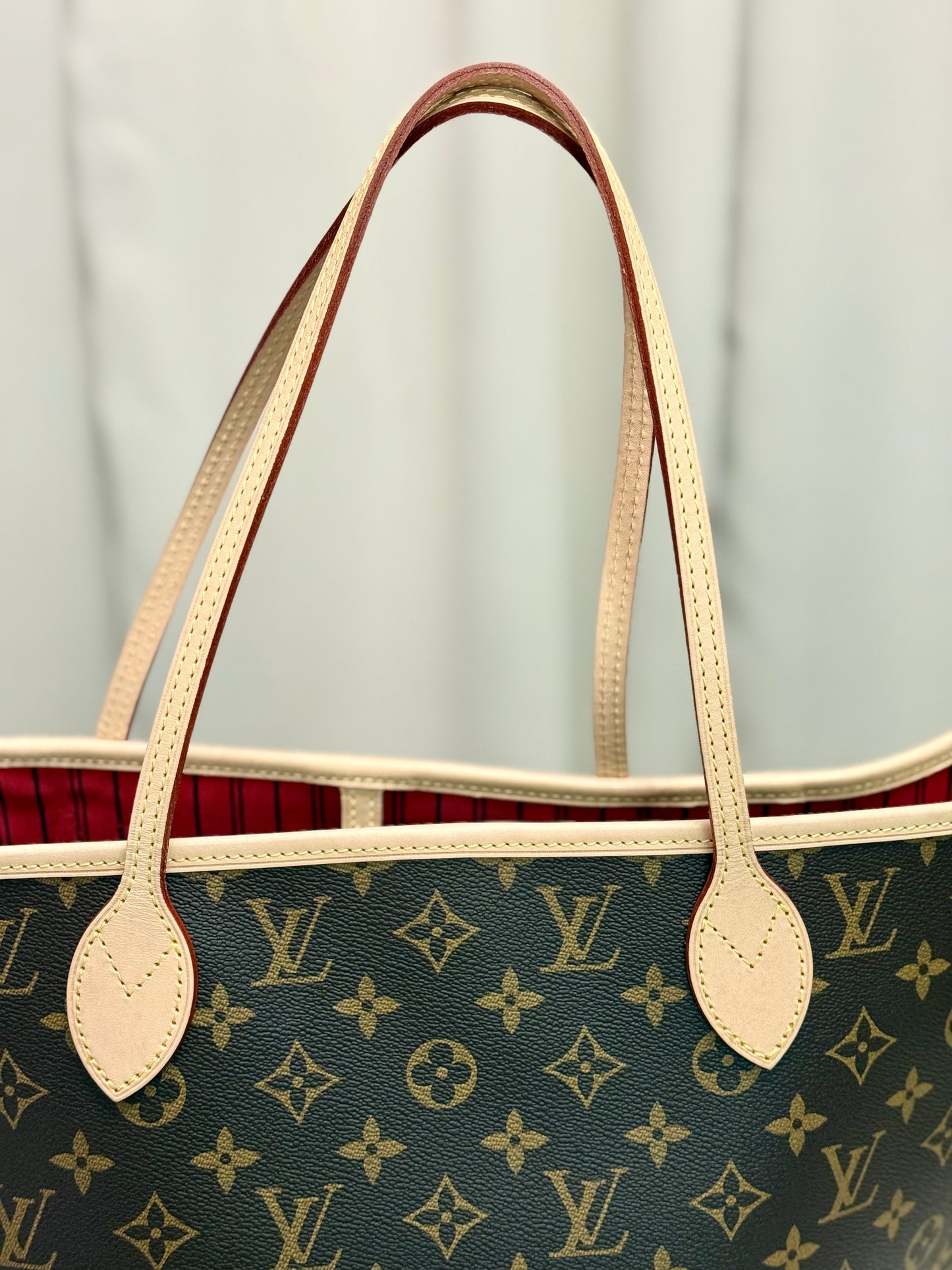 Louis Vuitton Neverfull MM Mono with Cerise Interior