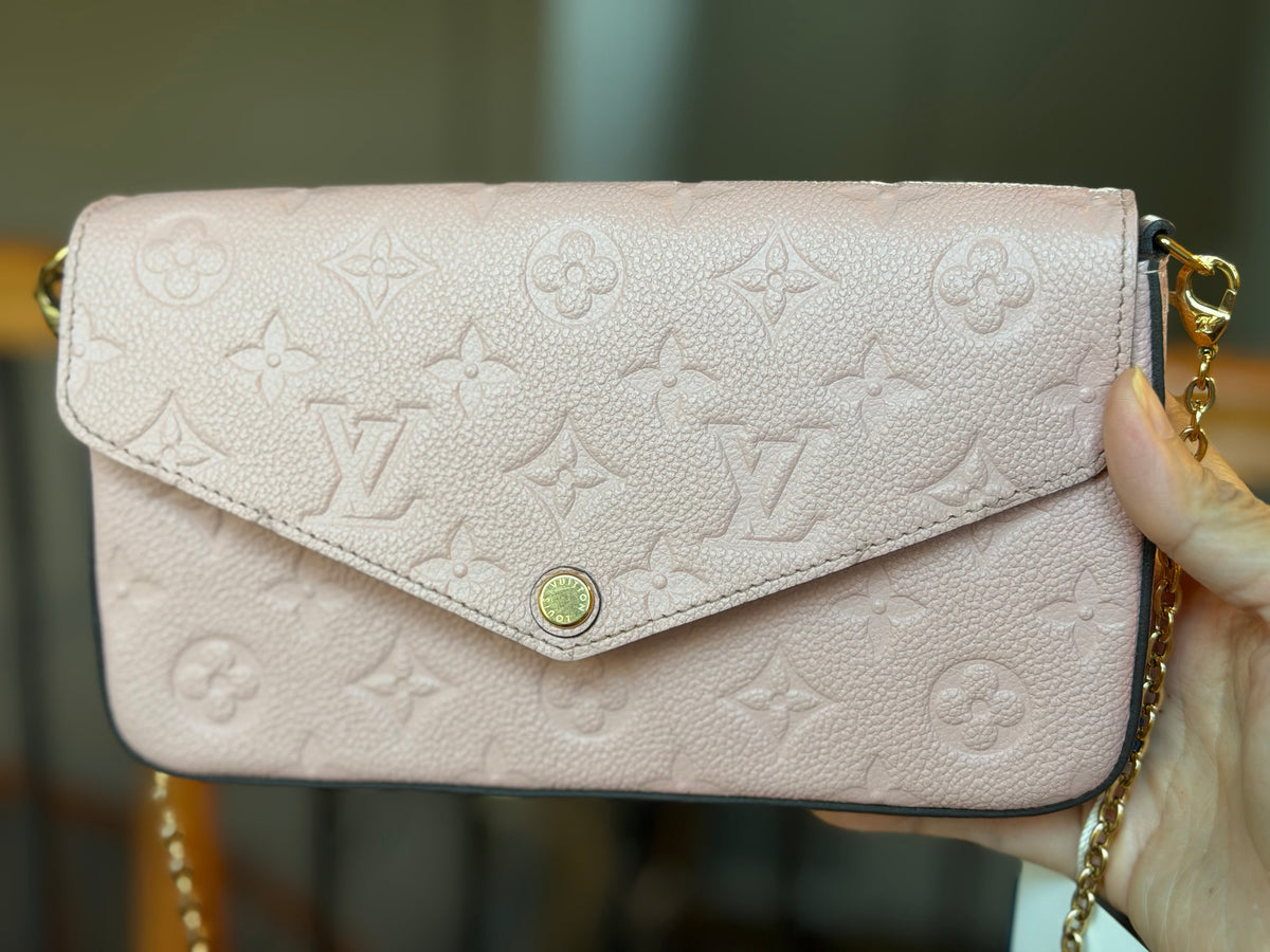 Louis Vuitton Felicie Pochette Empreinte Rose Poudre with Inserts